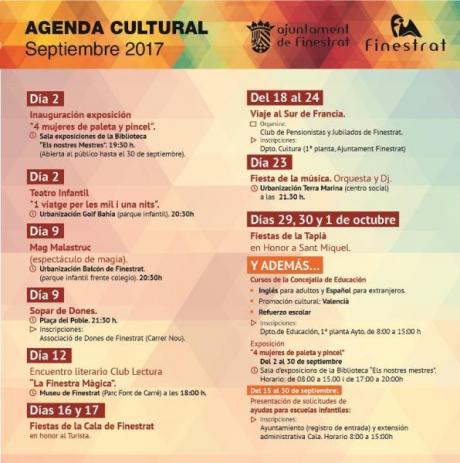 Agenda Cultural Finestrat Septiembre 2017.