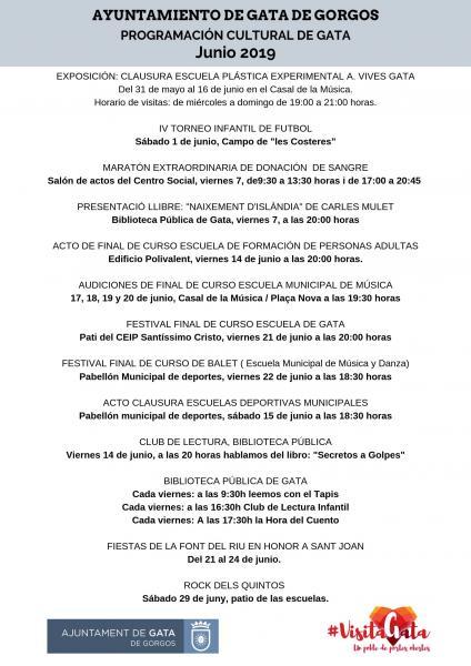 Programación cultural de Junio