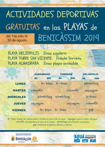 Actividades deportivas gratuitas playas de Benicàssim - Temporada 2019