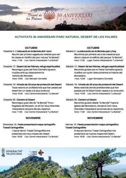 Actividades 30º Aniversario Parque Natural Desierto de las Palmas