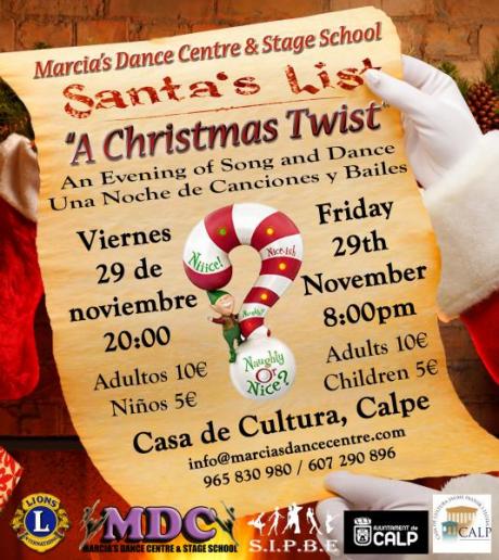 SIPBE EN COLABORACIÓN CON MARCIA’S DANCE CENTRE PRESENTA “A CHRISTMAS TWIST” A BENEFICIO DEL CLUB INTERNACIONAL DE LEONES DE CALPE Y BENISSA