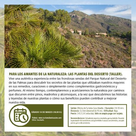 Programa oficial de visitas guiadas. Para los amantes de la naturaleza: las plantas del Desierto de las Palmas